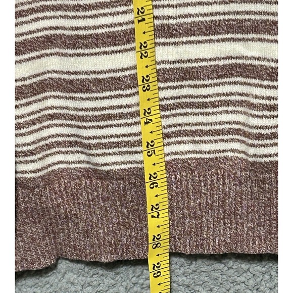 Duluth Trading Womens XL Reddish Brown Striped Knit Crewneck Sweater Comfy - Picture 4 of 8